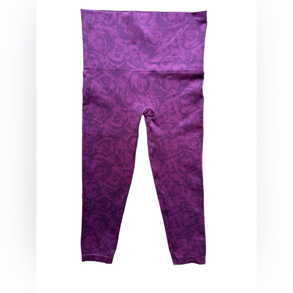 Spanx Leggings Size Large Look At Me Now Garnet‎ Rose Seamless Cropped NWOT